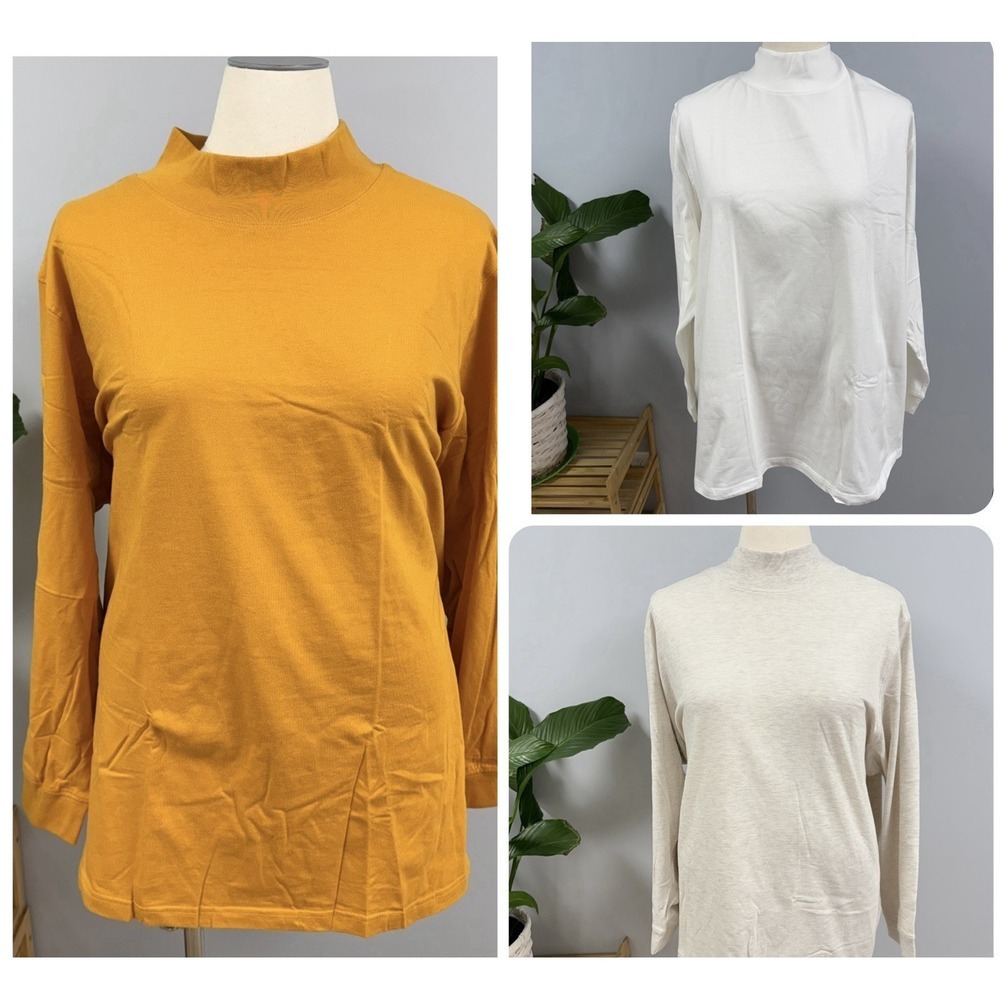 NWOT Woman Within Mock Turtleneck Shirt Plus 4X Mustard, White, Heather Lot Of 3